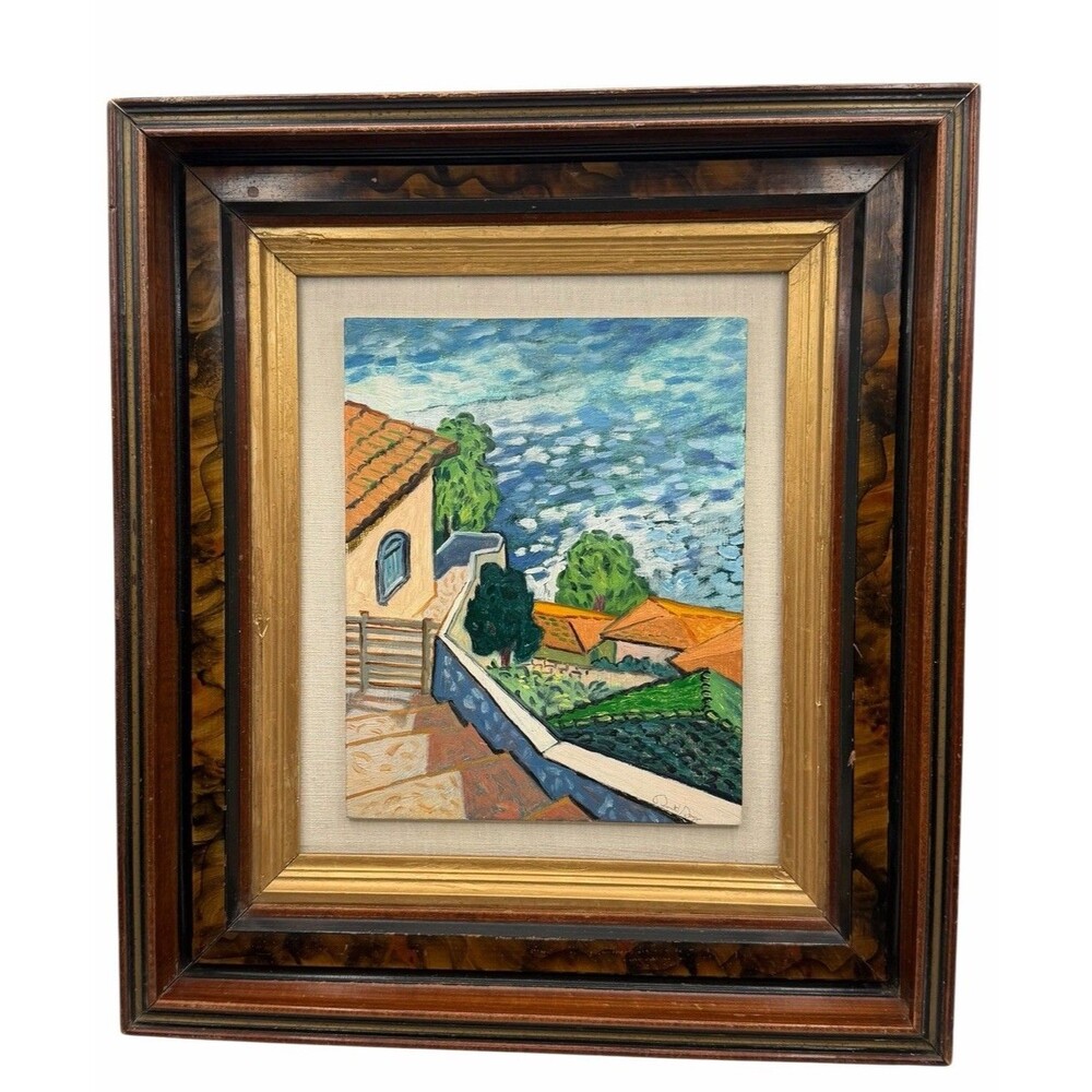 Original Oil Painting View of Lake Patzcuaro Mexico Robert Hoag Heavy Wood Frame